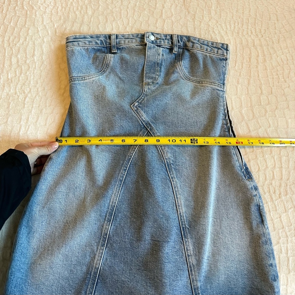 Zara Light Blue Strapless Denim Mini Dress - Picture 10 of 11